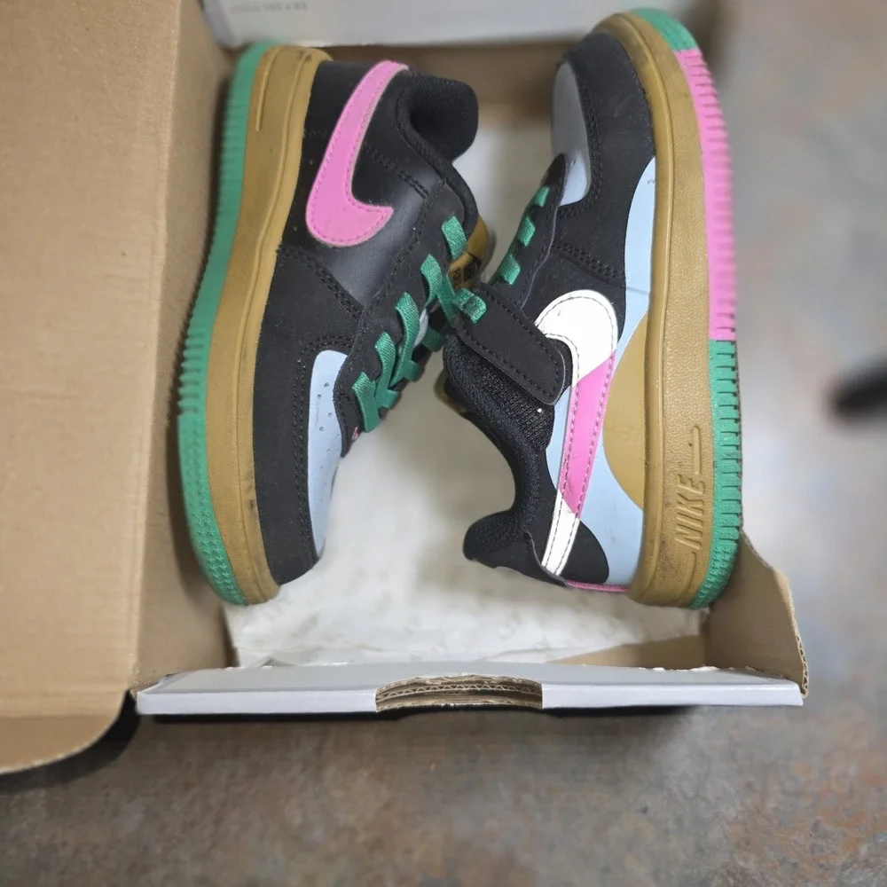 NIke Air Force 1 LV8 2 Shoes Kids  10C Youth Black Mutilcolor Dance FJ3288001
